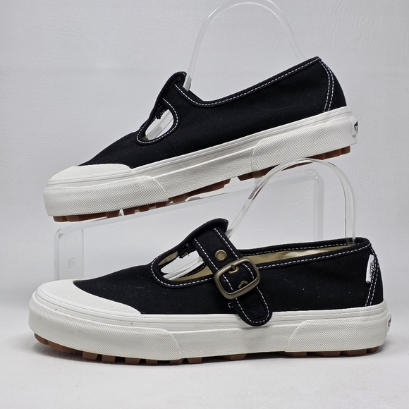 Vans Style 93 Mary Jane Black Slip-Ons Shoes Womens Sz 8.5 White Lug Outsole New - Picture 3 of 11